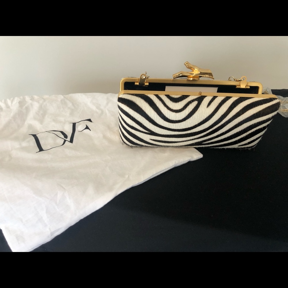 DVF zebra tonda clutch